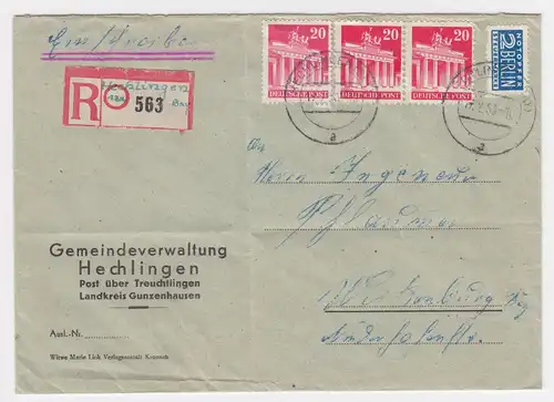 1950, Brief m. handschriftl. Not Einschreiben Zettel 13a Hechlingen Bay. #942