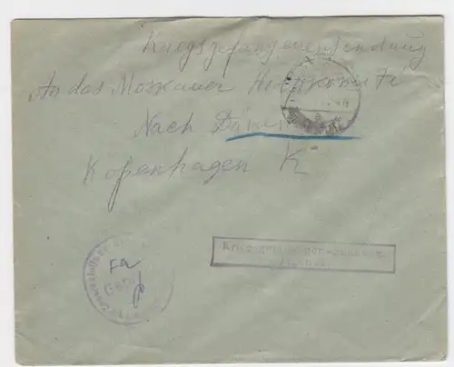 DR 1917, KGF POW Zensur Brief v. Lamsdorf Schlesien Polen n. Dänemark. #2143