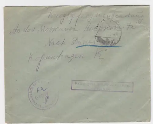 DR 1917, KGF POW Zensur Brief v. Lamsdorf Schlesien Polen n. Dänemark. #2143
