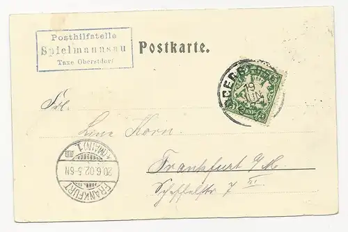 Bayern 1902, Posthilstelle Spielmannsau Taxe Oberstdorf  auf  AK m. 5 Pf. #298