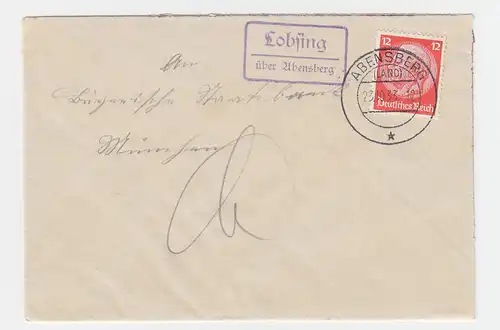 DR 1933, Lobsing über Abensberg, Brief m. Landpost St.II Stpl. #2768