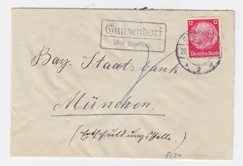 DR 1934, Gunzendorf über Bamberg, Landpost St.II Stpl. auf Brief m. 12 Pf. #2754