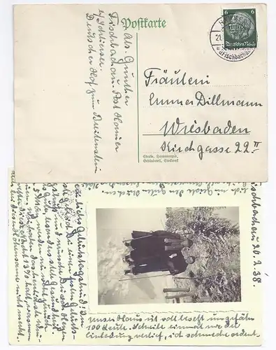 DR 1938, Hammer b. Fischbachau, Karte m. rs. aufgeklebtem Foto. #1017