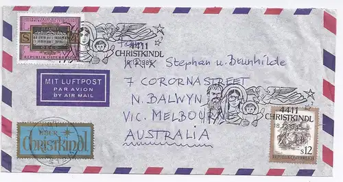 Österreich Christkindl 1985, schöner Brief n. Australien. Destination! #1960