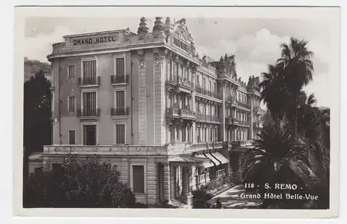 Italien, Liguria, San Remo, Grand Hotel Belle Vue,  gebr. sw-AK. #2000