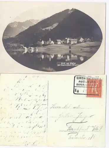 Bayern 1921, Bühl am Alpsee bei Immenstadt, Foto AK m. Bahnpost Stempel. #1434