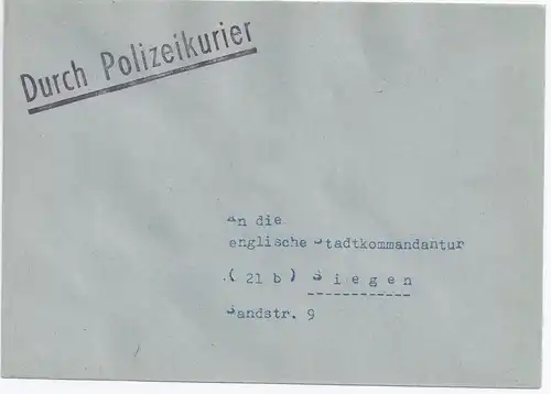 schwarz DURCH POLIZEI KURIER , Brief  v. Polizei-Station Kreuztal n. Siegen.#693