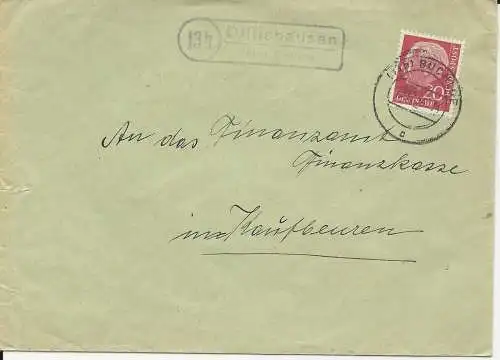 BRD 1956, Landpost Stpl. Dillishausen über Buchloe auf Brief m. 20 Pf. #102