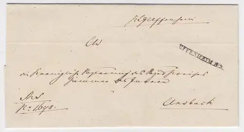 Bayern, L1 UFFENHEIM R.3. auf schönem Dienst Brief n. Ansbach. #1788