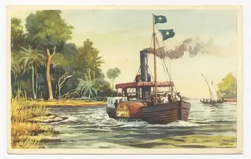 Belgien Congo, "mit d. AVANT auf dem Stanley See", Farb Sammelbild. #2848