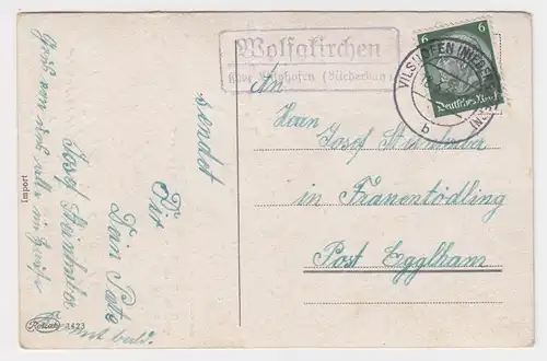 1959, Landpoststempel Wolfakirchen über Vilshofen auf AK n. Franentödling. #2168