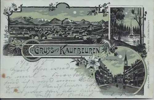 Kaufbeuren 1898, Farb Litho AK gebr. m. 5 Pf. #591