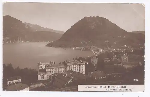 Schweiz Tessin 1917, Lugano Hotel Metropole, gebr. sw-AK. #1733