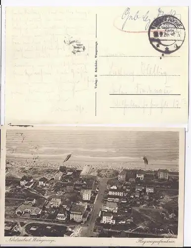 Wangerooge 1923, sw Luftaufnahme  AK gebr. m. Gebühr Bezahlt Vermerk.. #743
