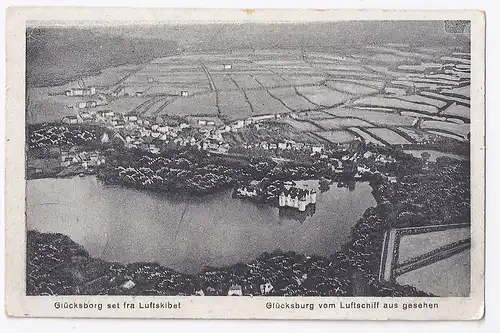 Schleswig Holstein, Glücksburg vom Luftschiff aus, ungebr. sw Zeppelin AK. #1722
