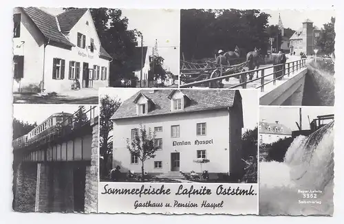 Steiermark, Lafnitz, gebr. Foto-AK m. Gasthaus, Pension, Eisenbahn #685
