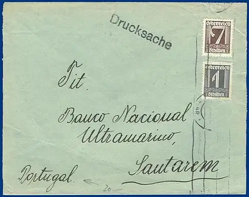 Österreich 1932, Drucksache m. 1+7 Gr. nach Portugal. #S229