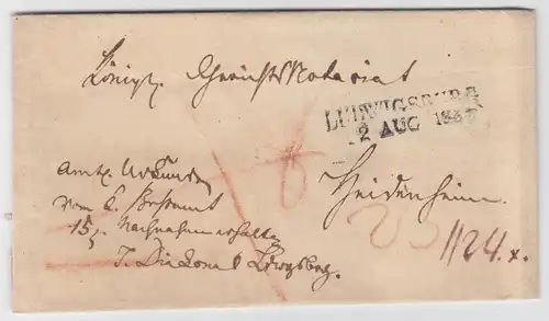Württemberg 1837, L2 Ludwigsburg auf Nachnahme Brief n. Heidenheim. #1991