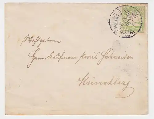 Bayern 1888, EF 3 Pf. (A-Zähnung,Mi.54A, 45.-€) auf Drucksache v Würzburg. #2037