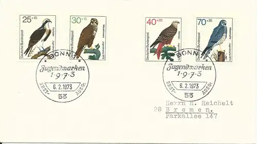 Greifvögel, BRD -FDC 1973. #S203