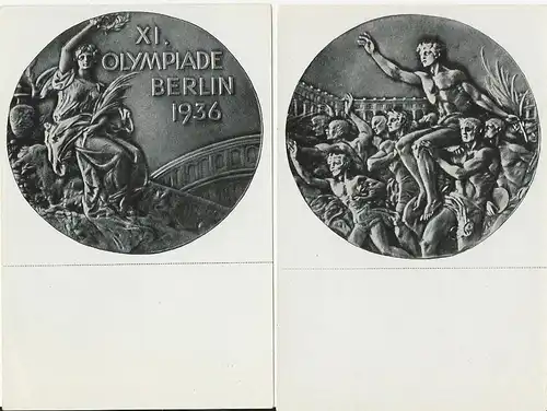 Olympiade Berlin 1936, Madaille Vorder- u. Rückseite, 2 Sammelbilder. #S386