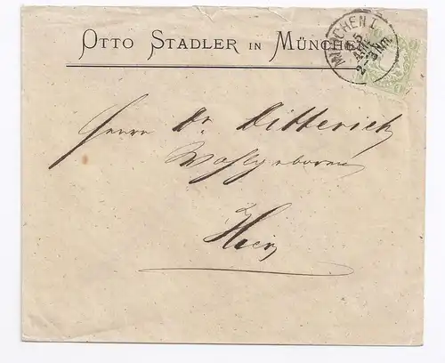 Bayern, EF 1 Kr. auf schönem Orts Brief München. #810