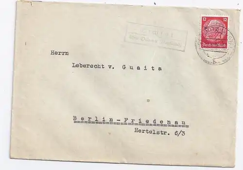 DR 1936, Eichigt ü. Oelsnitz Vogtland, Landpost Stpl. auf Brief m. 12 Pf. #1326