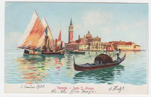 Italien, Venedig Venezia, Isola S. Giorgio, ungebr. Farb AK. #1382