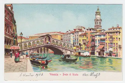 Italien, Venedig Venezia, Ponte di Rialto, ungebr. Farb AK. #997
