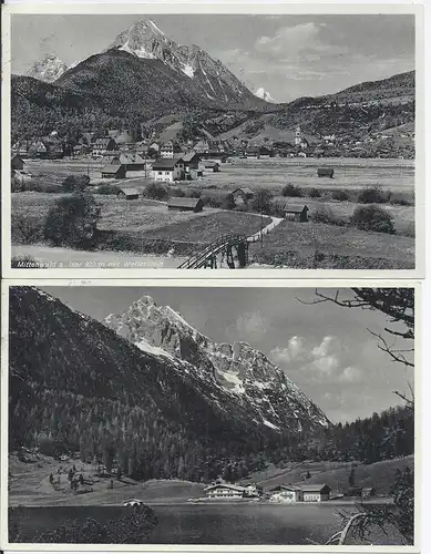 Mittenwald, 2 gebr. sw- AK, 1mal m. Gasthaus Café Seeheim. #1090