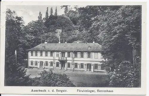 Auerbach Bensheim, gebr. sw-AK Fürstenlager Herrenhaus. #2353