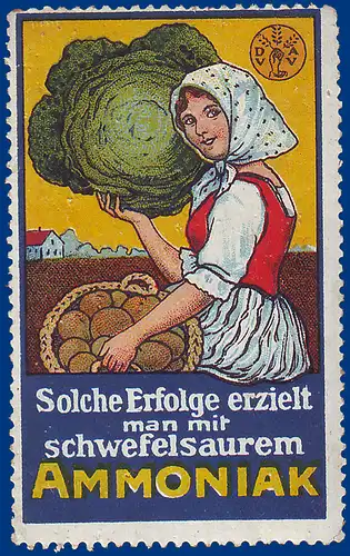 Landwirtschaft, Düngemittel, alte Werbevignette Ammoniak. #S746