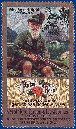Prinzregent Luitpold v. Bayern, alte Vignette m. Gewehr, Jagd Motiv. #S747