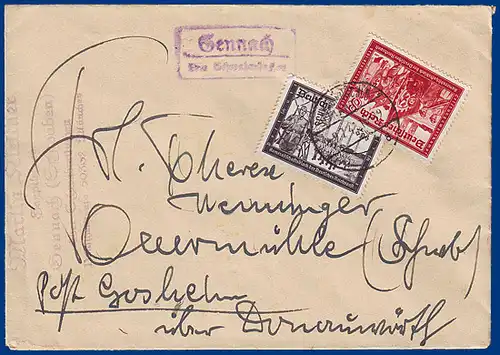 DR, Landpost Stpl. Gennach über Schwabmünchen, Brief v. 1940. #S496
