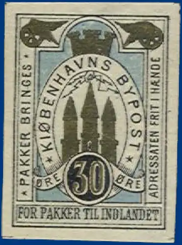 Dänemark Bypost, Kopenhagen, 30 öre ungezähnt #S629
