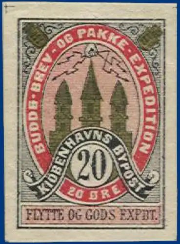 Dänemark Bypost, Kopenhagen, ungebrauchte 20 öre ungezähnt. #S628