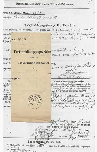 Preussen 1862, gedruckter Post Behändigungs Schein m. K2 Gnadenfeld. 
