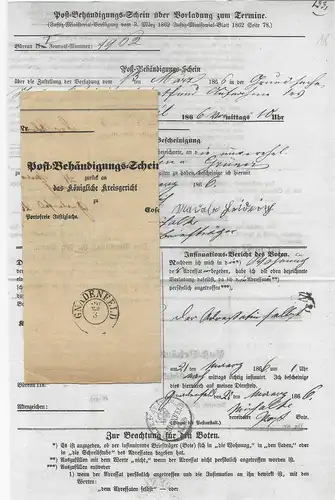 Preussen 1866, gedruckter Post Behändigungs Schein m. klarem K2 Gnadenfeld. 