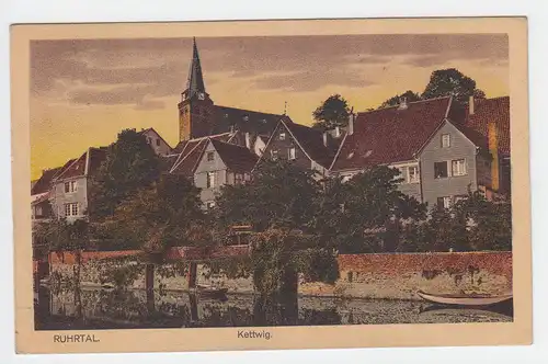 Kettwig 1925, gebr. Farb AK Ruhrtal