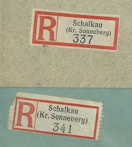 DR 1929, Schalkau Kr. Sonneberg, 2 Einschreiben Brief m. versch. Reko-Zetteln.