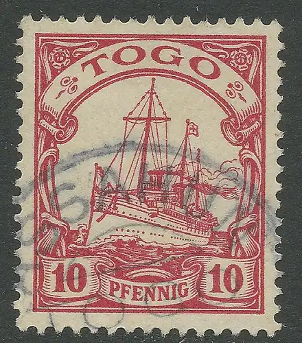 Togo, 10 Pf. m. Stpl. ASSAHUN. Besserer Stempel!