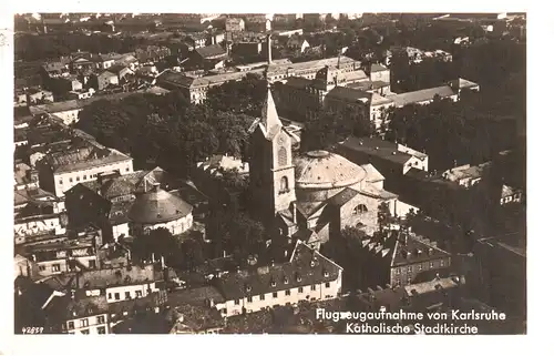 Karlsruhe, Flugzeugaufnahme, 1932 gebr. sw Foto AK