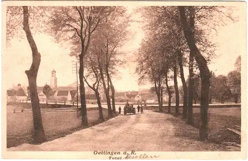 Öttingen, Ansicht m. Oldtimer Auto, 1909 gebr. sw-AK.