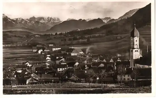 Nesselwang m. Zugspitze, 1930 gebr. sw-AK.