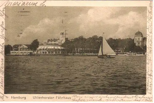Hamburg, Uhlenhorster Fährhaus, 1922 gebr. sw-AK.