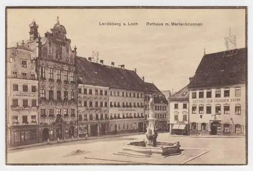 Bayern, Landsberg Lech, ungebr. sw-AK m. Gasthaus Brauerei. #1840