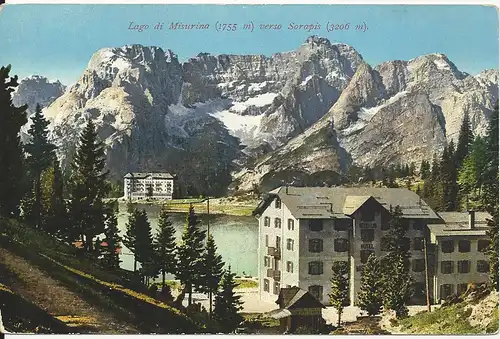 Italien, Veneto, Hotel Lago di Misurina, ungebr. Farb-AK. #1851