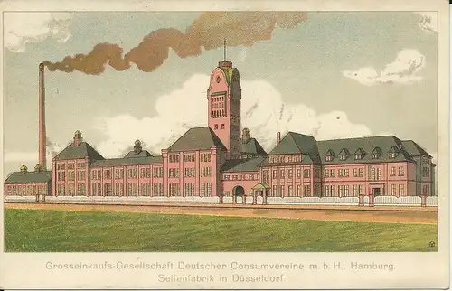 Düsseldorf Seifenfabrik, ungebr. Farb AK