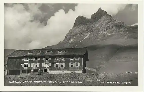 Österreich, Gasthof Adler Hochkrumbach, gebr. sw-Foto-AK