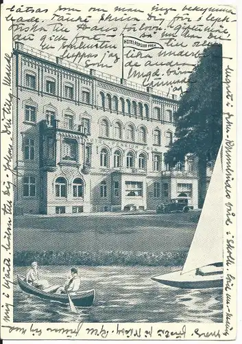 Hamburg 1936, Hotel Pension Prem a.d. Alster, gebr. sw-AK